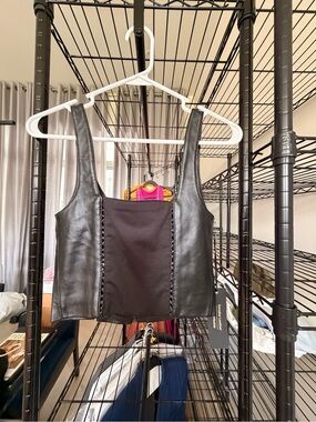 bebe Black Faux Leather Crop Top